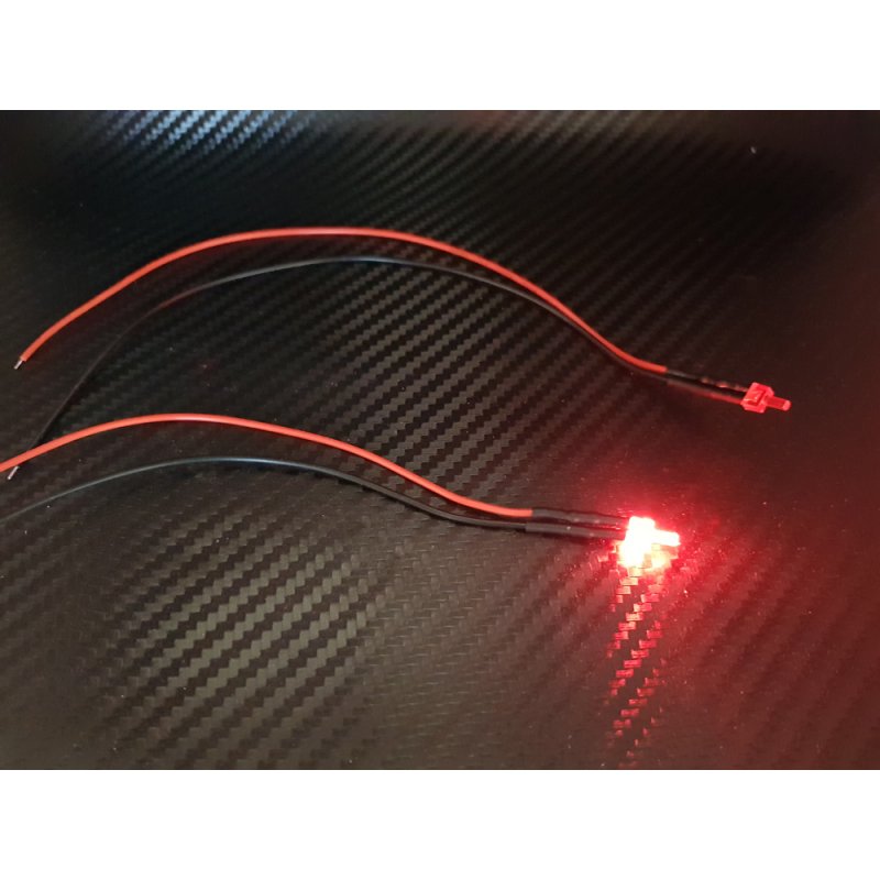 1 Stück LED 2 mm ROT 4,8 - 12 Volt fertig verlötet Beleucht