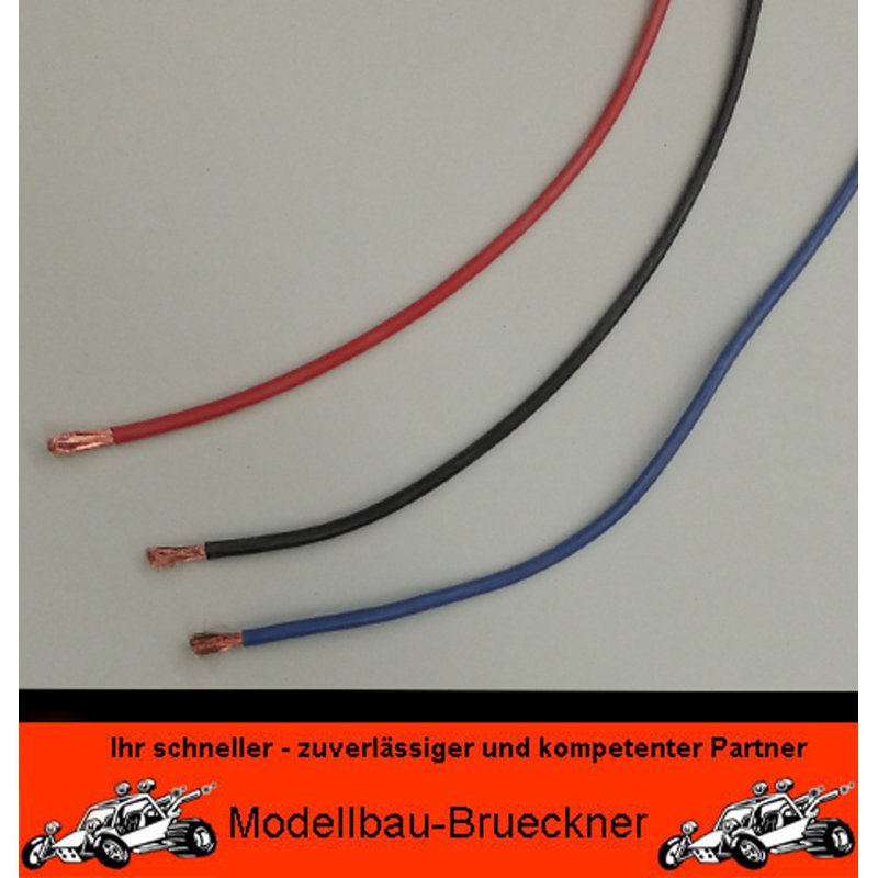 3x 1 m Silikon-Litze Kabel 4,0 mm² extrem geschmeidig rot/schwarz/blau
