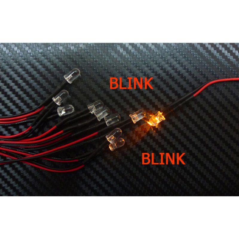 S638-10 Stück Blink LED 3mm gelb mit Kabel für 12-19V LEDs fertig verkabelt 