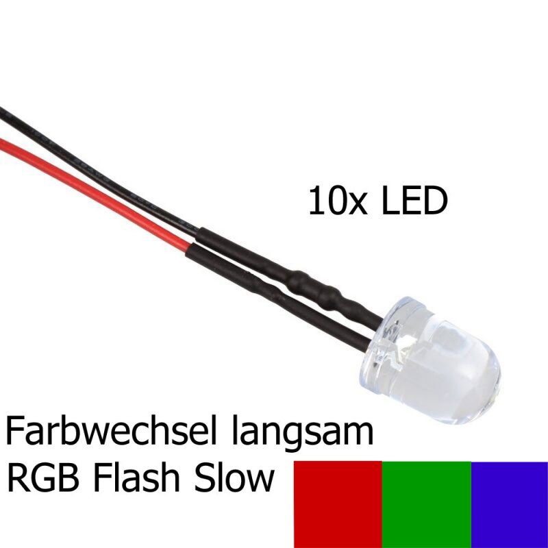 10x LED 5mm ROT/BLAU BLINKEND 6-12 V Beleuchtung RC-Car Auto Boot Police Polizei 