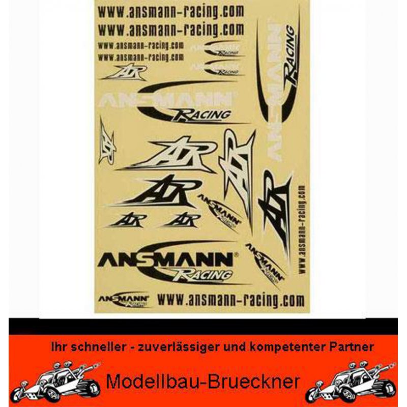 Dekorbogen Sticker Aufkleber von Ansmann Racing schwarz silber Kaross