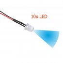 10x LED 10 mm BLAU glasklar 4,8 - 12 Volt fertig verltet...