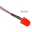 10x LED 10 mm ROT 4,8 - 12 Volt fertig verltet...