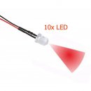 10x LED 10 mm ROT glasklar 4,8 - 12 Volt fertig verltet...