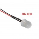 10x LED 10 mm WARM-WEI 4,8 - 12 Volt fertig verltet...
