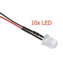 10x LED 10 mm WEI gefrbt 4,8 - 12 Volt fertig verltet...