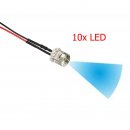 10x LED 5mm BLAU FLAT TOP 6-12 Volt fertig verltet...