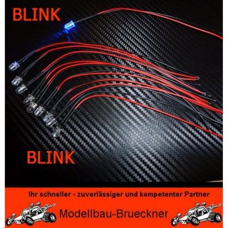 10 BLINK LED 5 mm BLAU 6 - 12 Volt fertig verltet Beleuchtung Auto Boot Heli