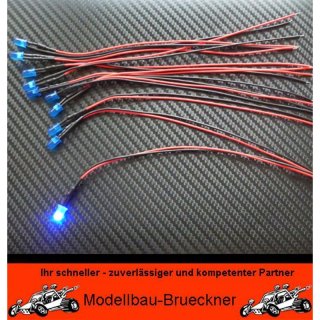 10 Stck LED 3 mm BLAU 4,8 - 12 Volt fertig verltet Beleuchtung fr Ihr RC CAR FG Carson HPI Hurrax 