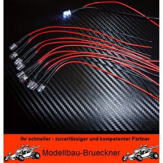 10 Stck LED 5 mm wei 6 Volt fertig verltet Beleuchtung fr Ihr RC-CAR FG Carson HPI Hurrax 