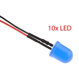 10x LED 10 mm BLAU 4,8 - 12 Volt fertig verltet Beleuchtung fr Ihr RC-CAR Boot Flugzeug