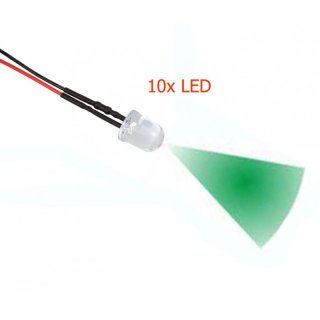 10x LED 10 mm GRN glasklar 4,8 - 12 Volt fertig verltet Beleuchtung fr Ihr RC-CAR Boot