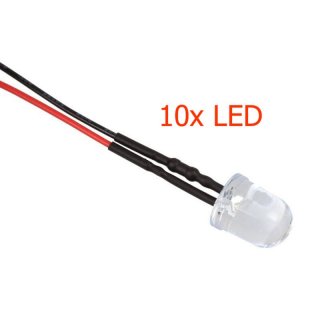 10x LED 10 mm WEI gefrbt 4,8 - 12 Volt fertig verltet Beleuchtung RC-CAR Boot