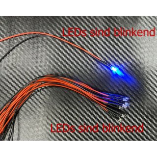 10x LED 3mm BLAU BLINKEND glasklar 6-12 V Beleuchtung Polizei Notarzt THW