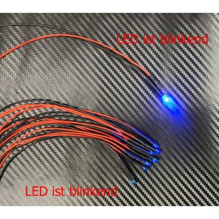 10x LED 3mm BLAU gefrbt BLINKEND 6-12V einbaufertig Beleuchtung Notarzt Polizei