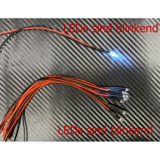 10x LED 3mm WEISS BLINKEND glasklar 6-12 V Beleuchtung RC-Boot Flugzeug