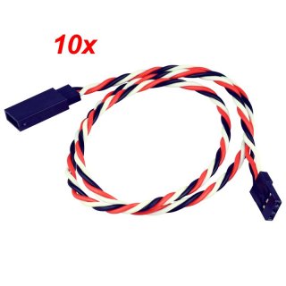 10x Servoverlngerungskabel verdrillt 45 cm JR UNI Stecker Buchse Graupner Servo Kabel