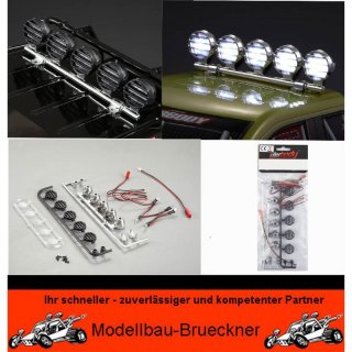 Dach Suchscheiwerfer Set Chrome / Schwarz inkl. LED RC-Car Killerbody KB48512