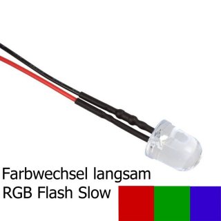 LED 10 mm FARBWECHSEL RGB SLOW FLASH 6 - 12 Volt fertig verltet Beleuchtung