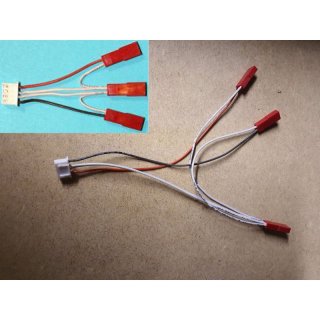 Ladeadapter XH-4-pol. Buchse auf 3xBEC-Stecker, 15 cm, 0,25 mm Silikon