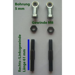 Stahlkugelgelenk M8 Bohrung 5mm Rechtsgewinde Gewindestange 61mm